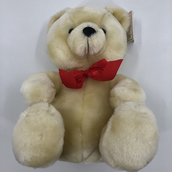 Tonytoy Puli Teddy Bear Plush Stuffed Animal Light Yellow Cream Red Bow 10" TAG - Picture 9 of 12